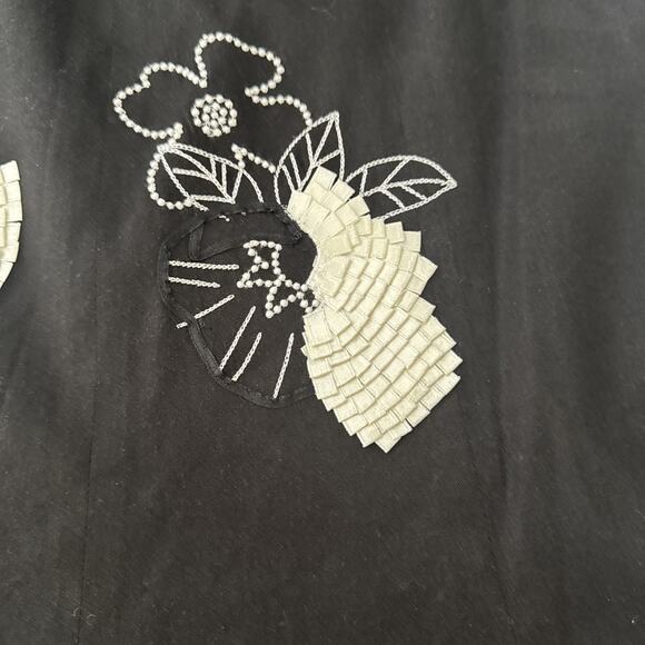 Etcetera Skirt Round Linen Blend Embellished Embroidery Bead Ribbon Lined Size 2 - Picture 5 of 15